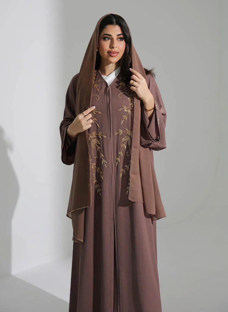 Brown Abaya with Embellishments